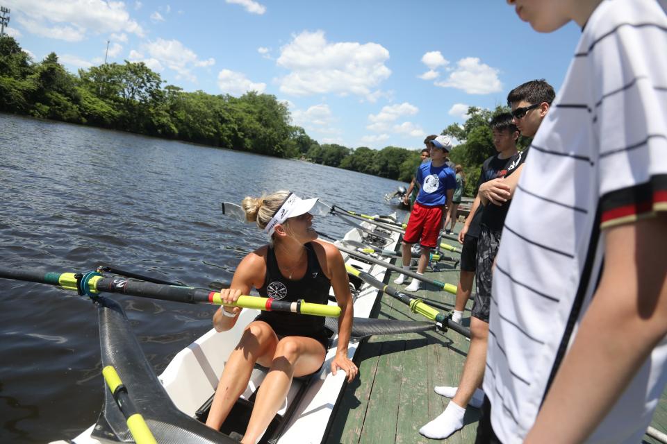 Jessica Eiffert of Sparta is a rowing instructor and head of athletic development at the Nereid rowing club. She rowed in college at the University of Michigan. Instructors, club members and new rowers participate in an introduction to rowing day at the Nereid Boat Club, a rowing club in Rutherford, NJ on June 4, 2022.