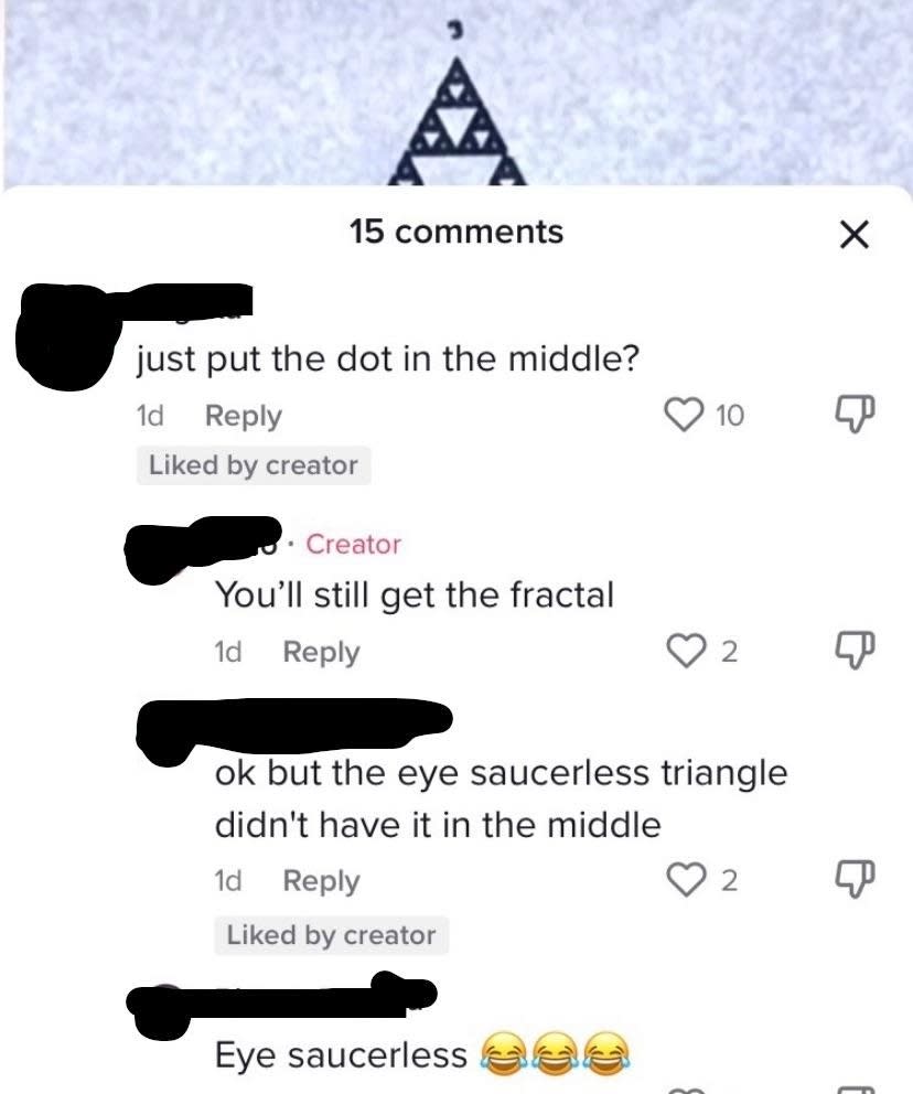 Someone refers to an "eye saucerless triangle"