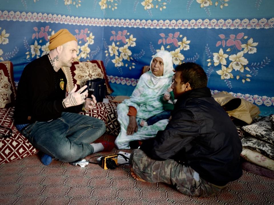 Daniel Dart, left, at a refugee camp in Algeria in 2017. 