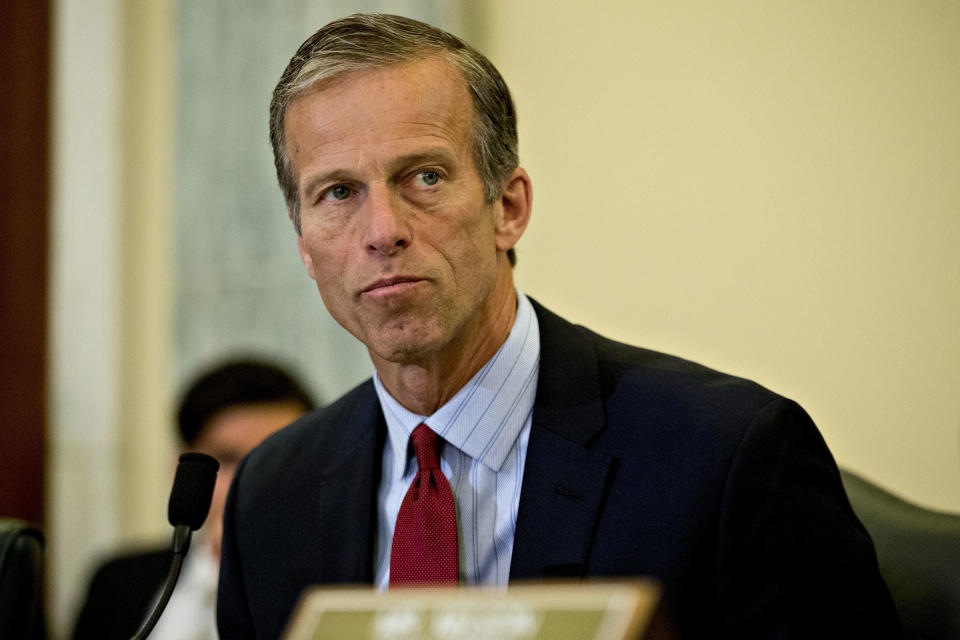 Senator John Thune, a Republican from South Dakota and chairman of the Senate Commerce, Science and Transportation Committee, makes an opening statement during a hearing in Washington, D.C., U.S., on Wednesday, June 8, 2016.  / Credit: Andrew Harrer/Bloomberg via Getty Images