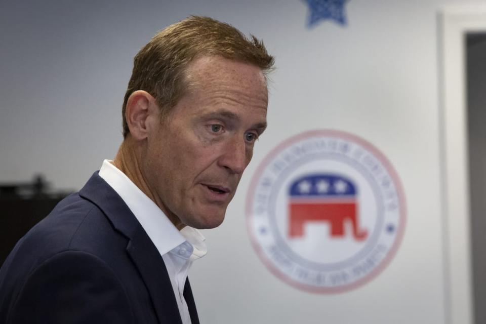 U.S. Senate nominee Rep. Ted Budd (R-NC) speaks to supporters at the New Hanover GOP Headquarters on Nov. 1 in Wilmington, North Carolina. (Photo: Allison Joyce/Getty Images)