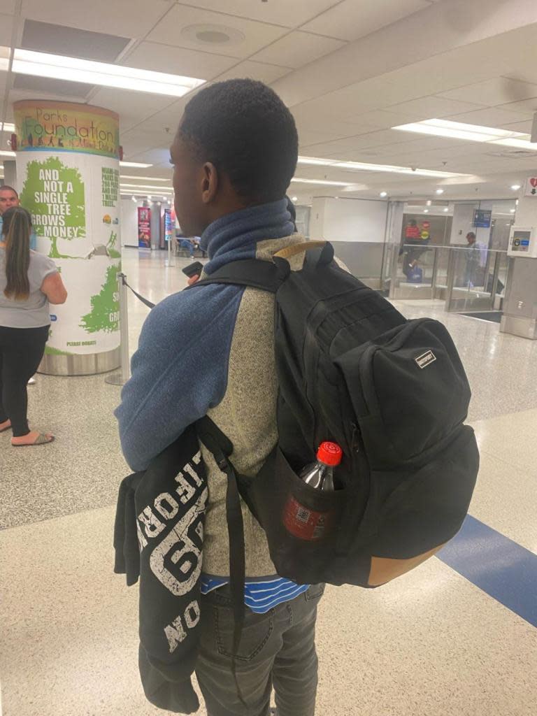 Michigan teenager Elijah Goldman arrives at a Florida airport on Sept. 3, 2024. Children's rights attorney Dawn Post