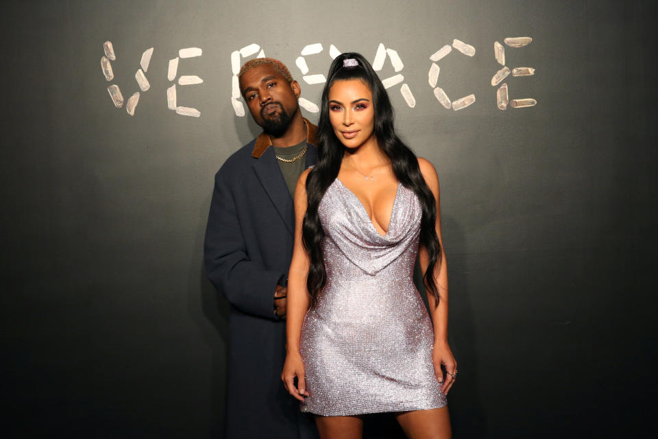 Kanye West and Kim Kardashian pose for a photo before attending the Versace presentation in New York, U.S. Dec. 2, 2018.&nbsp; (Photo: Allison Joyce / Reuters)