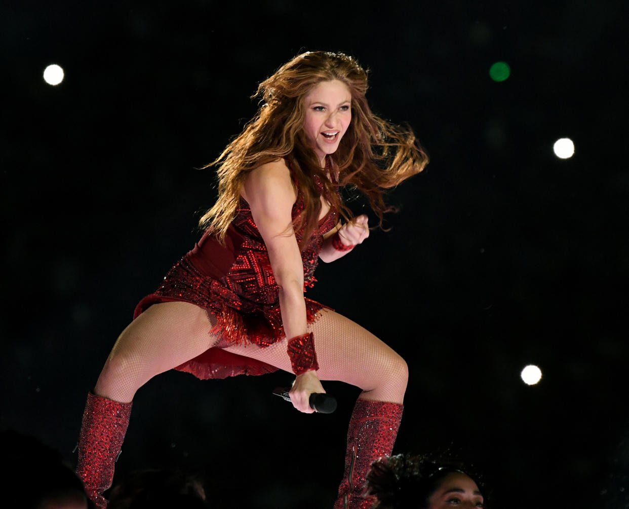 Shakira performs during the Super Bowl halftime show, which caused outrage from some parts of the country. (Photo by Kevin Winter/Getty Images)