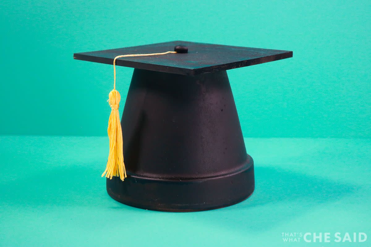 graduation party ideas clay pot graduation cap