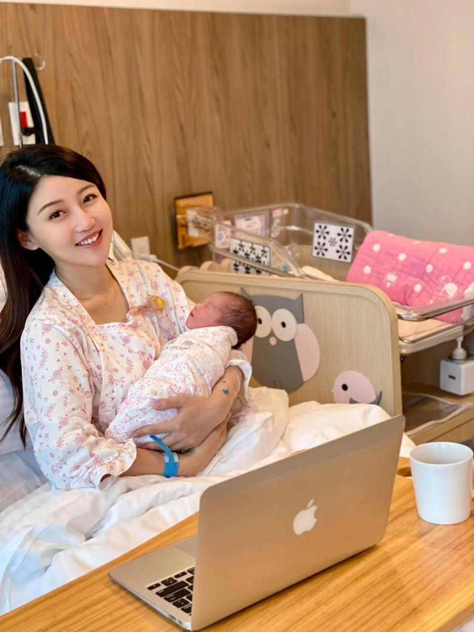 高敏敏於5月20日誕下二女兒「金牛角」。（高敏敏提供）