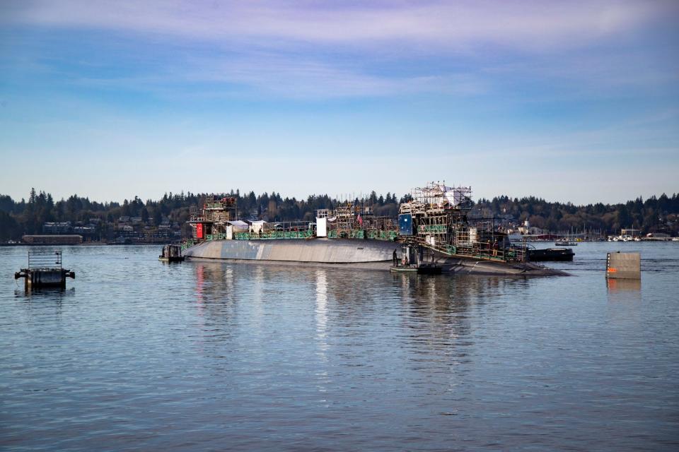 The USS Michigan at the Puget Sound Naval Shipyard.