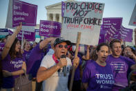 <p>Pro-choice and anti-abortion protesters demonstrate in front of the U.S. Supreme Court on July 9, 2018 in Washington, D.C. (Photo: Tasos Katopodis/Getty Images) </p>