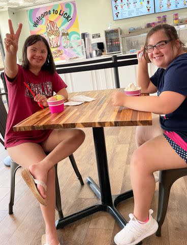 <p>Courtesy of Toni Gray and Patricia Gates</p> Juliana Gray, left, and Ava Shahbahrami, right, hanging out together at the ice cream shop
