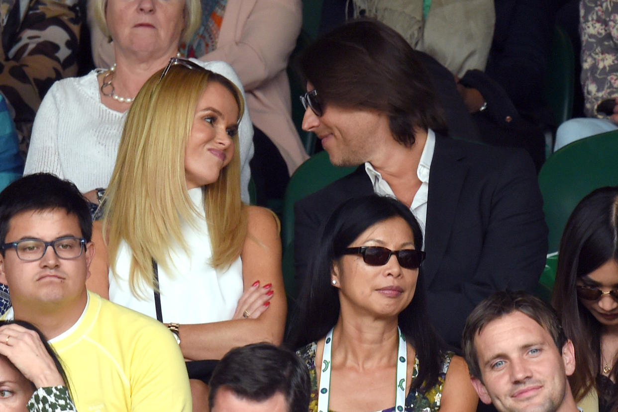 LONDON, ENGLAND - JULY 02:  Amanda Holden and Chris Hughes attend day six of the Wimbledon Tennis Championships at Wimbledon on July 02, 2016 in London, England.  (Photo by Karwai Tang/WireImage)