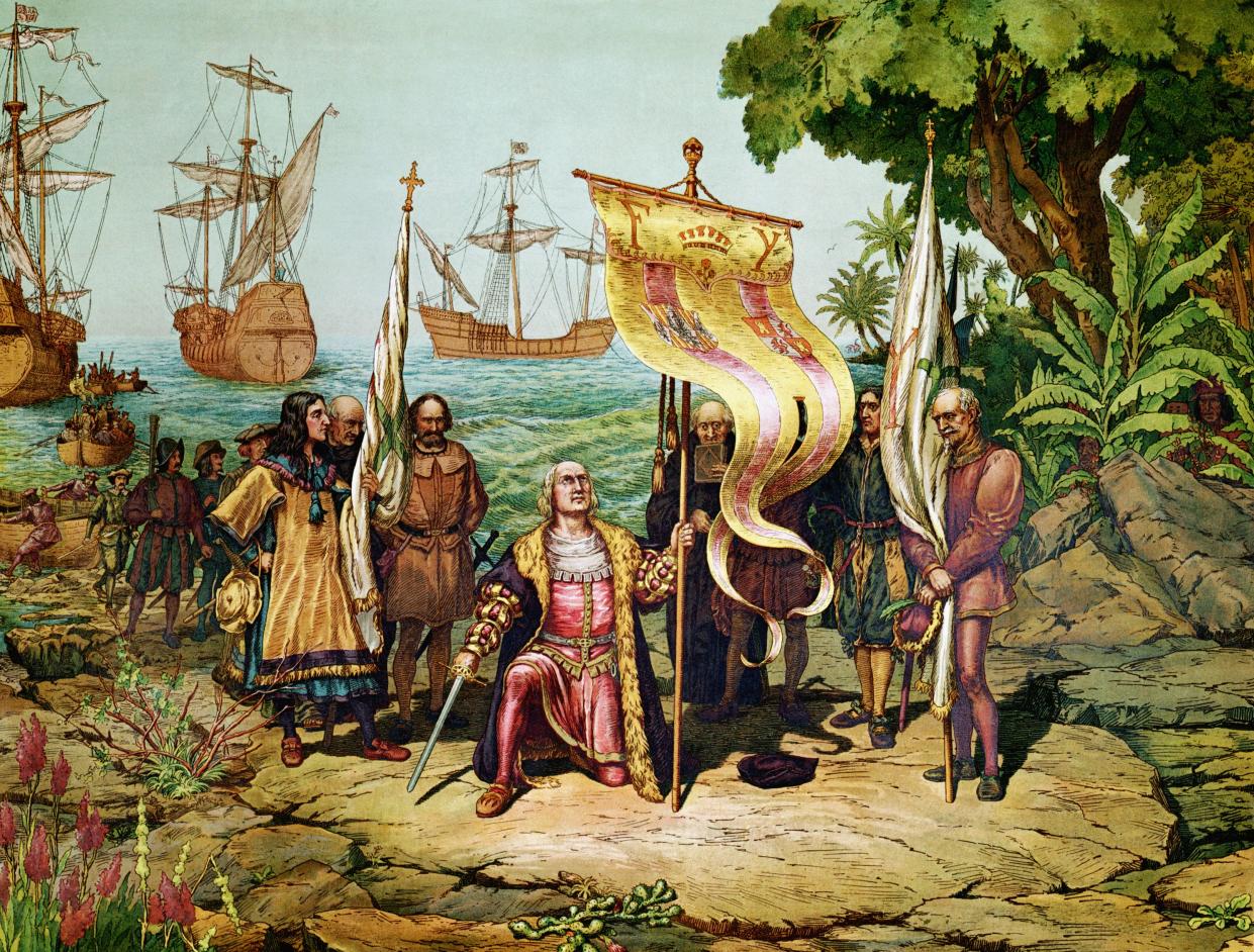 Chromolithgraph of Columbus Landing on San Salvador