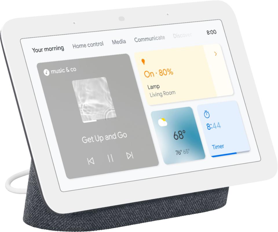 Google Nest Hub 7-inch Smart Display with Google Assistant (2nd Gen) against white background.