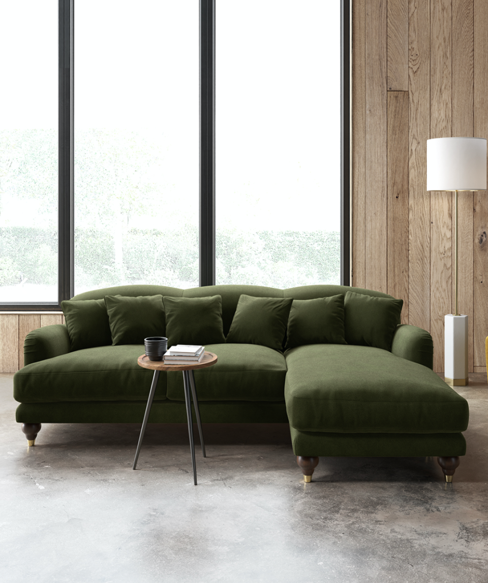 <p>With such strong ties to nature, green tends to be a calming and relaxing colour, making it the ideal choice for a sofa. Whilst crisp apple green shades sit comfortably in a country cottage setting, forest green creates a moodier and more romantic feel. </p><p>Pictured: <a href="https://go.redirectingat.com?id=127X1599956&url=https%3A%2F%2Fwww.swooneditions.com%2Fholtonrcorner&sref=https%3A%2F%2Fwww.housebeautiful.com%2Fuk%2Fdecorate%2Fliving-room%2Fg37418005%2Fmost-popular-sofa-colours%2F" rel="nofollow noopener" target="_blank" data-ylk="slk:Holton Sofa at Swoon;elm:context_link;itc:0;sec:content-canvas" class="link ">Holton Sofa at Swoon</a></p>