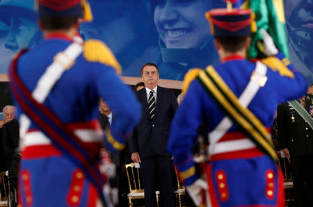 Brazil's President Jair Bolsonaro attends a swearing-in ceremony for the country's new army commander in Brasilia, Brazil January 11, 2019. REUTERS/Adriano Machado/Files
