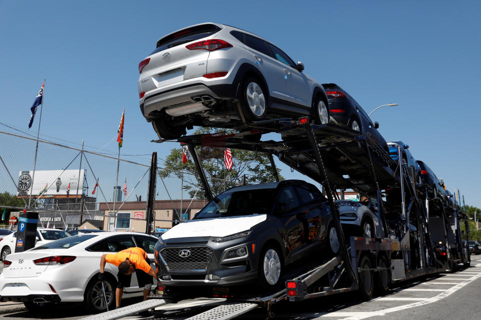 Cazoo  Automobiles are on a truck for delivery to a car lot in Queens, New York, U.S., May 24, 2018. REUTERS/Shannon Stapleton