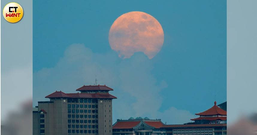 明（14日）凌晨2時38分迎來最大滿月的「超級月亮」。（攝影／黃耀徵）