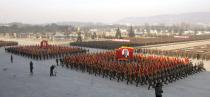 North Korean People's Army soldiers take part in a rally to swear allegiance to North Korean leader Kim Jong Un ahead of the second death anniversary of former leader Kim Jong Il at the Kumsusan Palace of the Sun, in this undated photo released by North Korea's Korean Central News Agency (KCNA) in Pyongyang December 16, 2013. (REUTERS/KCNA)