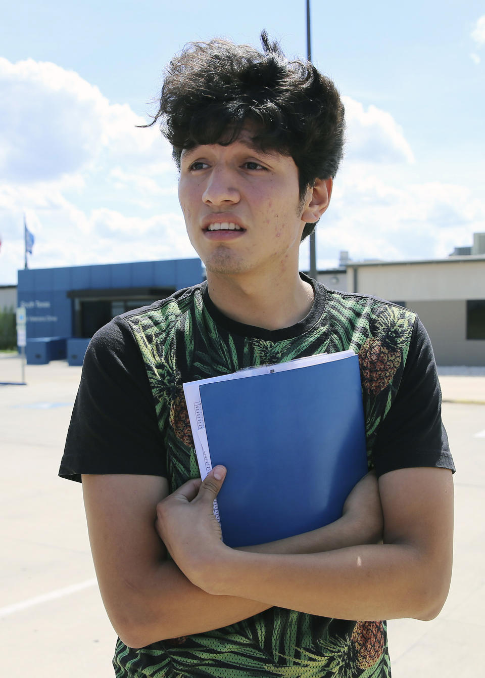 U.S. citizen Francisco Galicia, 18, walks out on his own from the South Texas Detention Facility in Pearsall, Texas, Tuesday, July 23, 2019. Galicia who was born in the U.S. has been released from immigration custody after wrongfully being detained for more than three weeks. Galicia was traveling north with a group of friends when they were stopped at a Border Patrol inland checkpoint, and he was detained for three weeks by the Border Patrol, then transferred to the ICE detention center. (Kin Man Hui/San Antonio Express-News)/The San Antonio Express-News via AP)