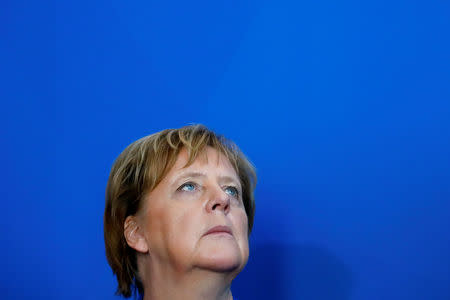 German Chancellor Angela Merkel attends a meeting to receive the annual report of the National Regulatory Control Council (NRK) at the Chancellery in Berlin, Germany October 11, 2018. REUTERS/Fabrizio Bensch