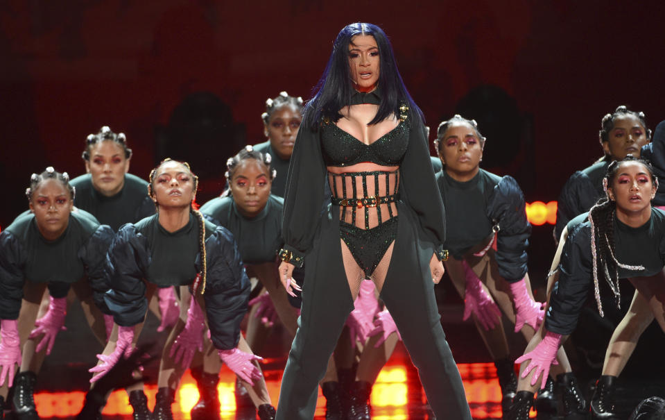 Cardi B performs at the BET Awards on Sunday, June 23, 2019, at the Microsoft Theater in Los Angeles. (Photo by Chris Pizzello/Invision/AP)