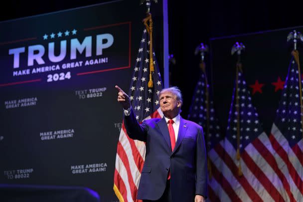 PHOTO: Former President Donald Trump arrives for an event at the Adler Theatre, March 13, 2023, in Davenport, Iowa. (Scott Olson/Getty Images)