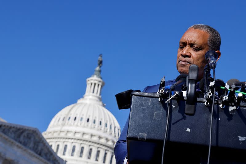 FILE PHOTO: District of Columbia Attorney General Racine announces a civil lawsuit against extremist groups over the deadly Jan. 6 attack on the U.S. Capitol in Washington