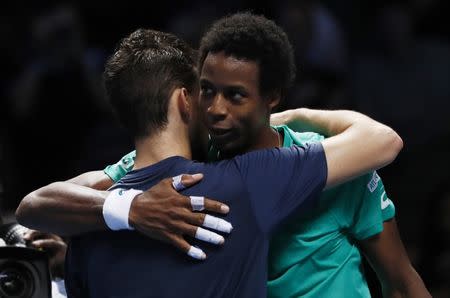 Britain Tennis - Barclays ATP World Tour Finals - O2 Arena, London - 15/11/16 Austria's Dominic Thiem after winning his round robin match with France's Gael Monfils Reuters / Stefan Wermuth