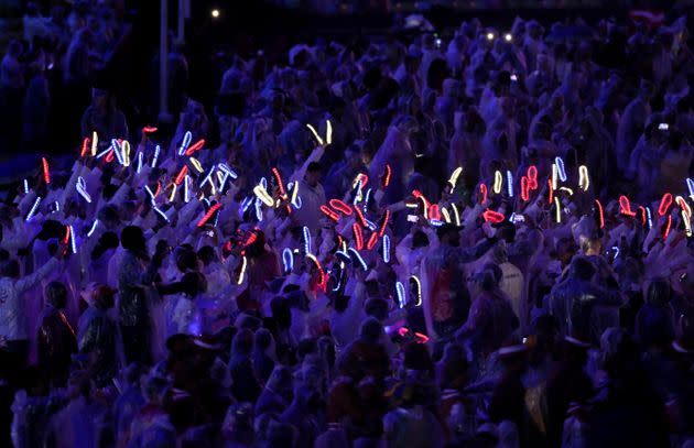 <strong>Team GB wave their 'disco shoes' in the air.</strong> (Photo: Martin Rickett/PA Wire)