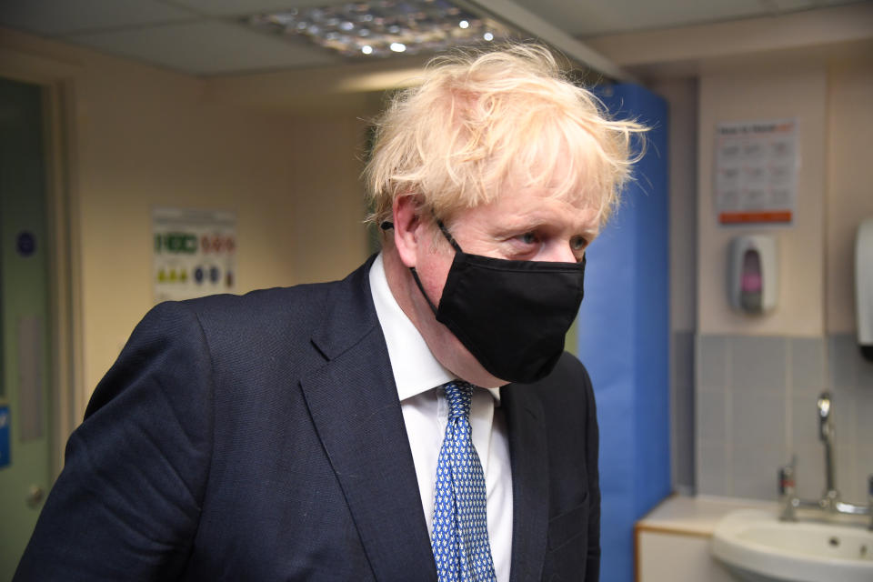 Prime Minister Boris Johnson during a visit to Tollgate Medical Centre in Beckton in East London.