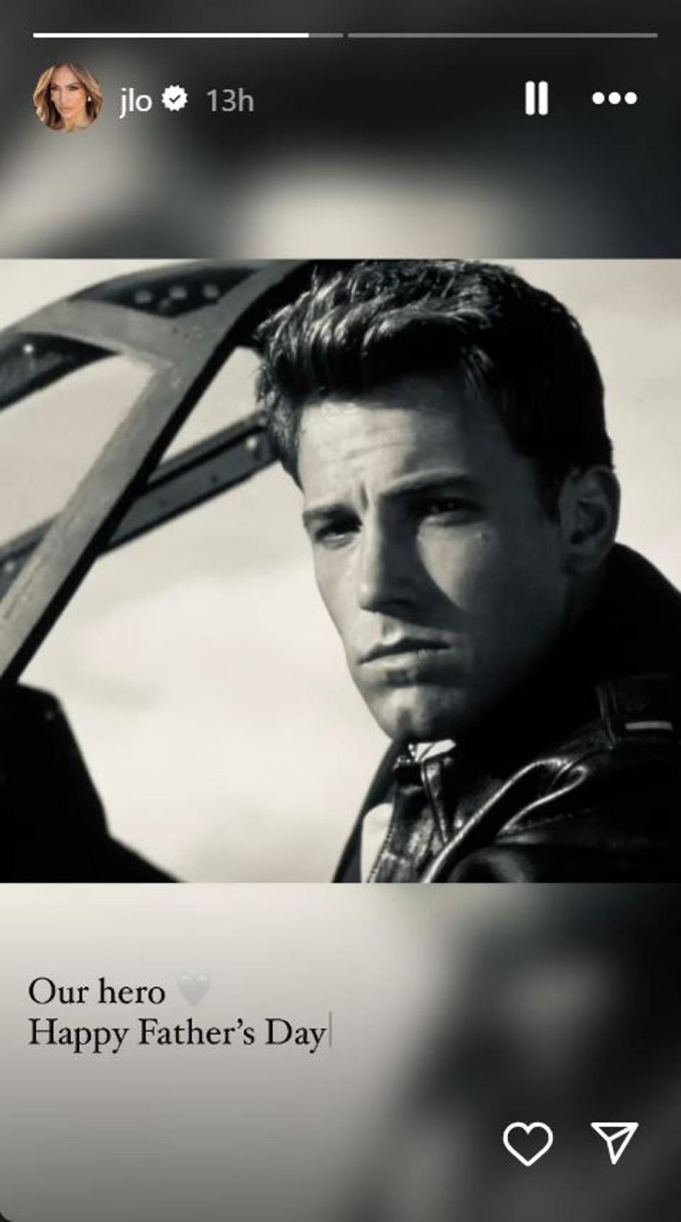 J-Lo shared a picture of Ben Affleck from the film Pearl Harbour where he first met ex-wife Jennifer Garner (Instagram @jlo)