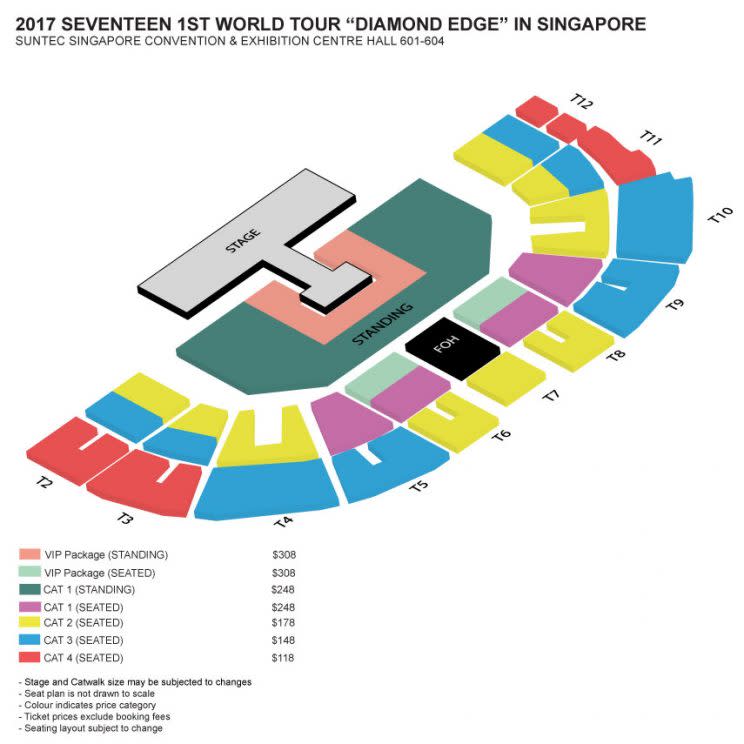 Seat map for Seventeen's concert in Singapore (Photo: IME)