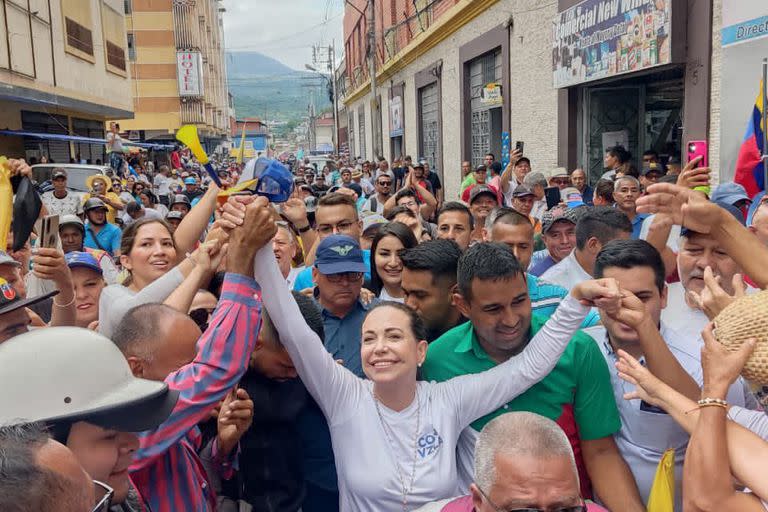 María Corina Machado en un acto en Valera el sábado