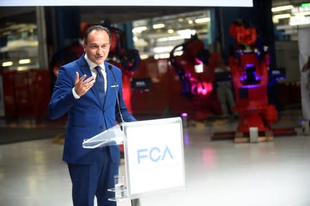 Ceremony to mark the installation of the first robot on the production line for the new electric Fiat 500 BEV at the Mirafiori industrial complex on the 80th birthday of the plant