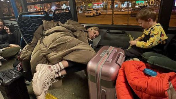 PHOTO: Pavlo Tsviliuk supplied this photo of his family as they traveled through Budapest in March 2022, while fleeing the Russian invasion in Ukraine. (Pavlo Tsviliuk)