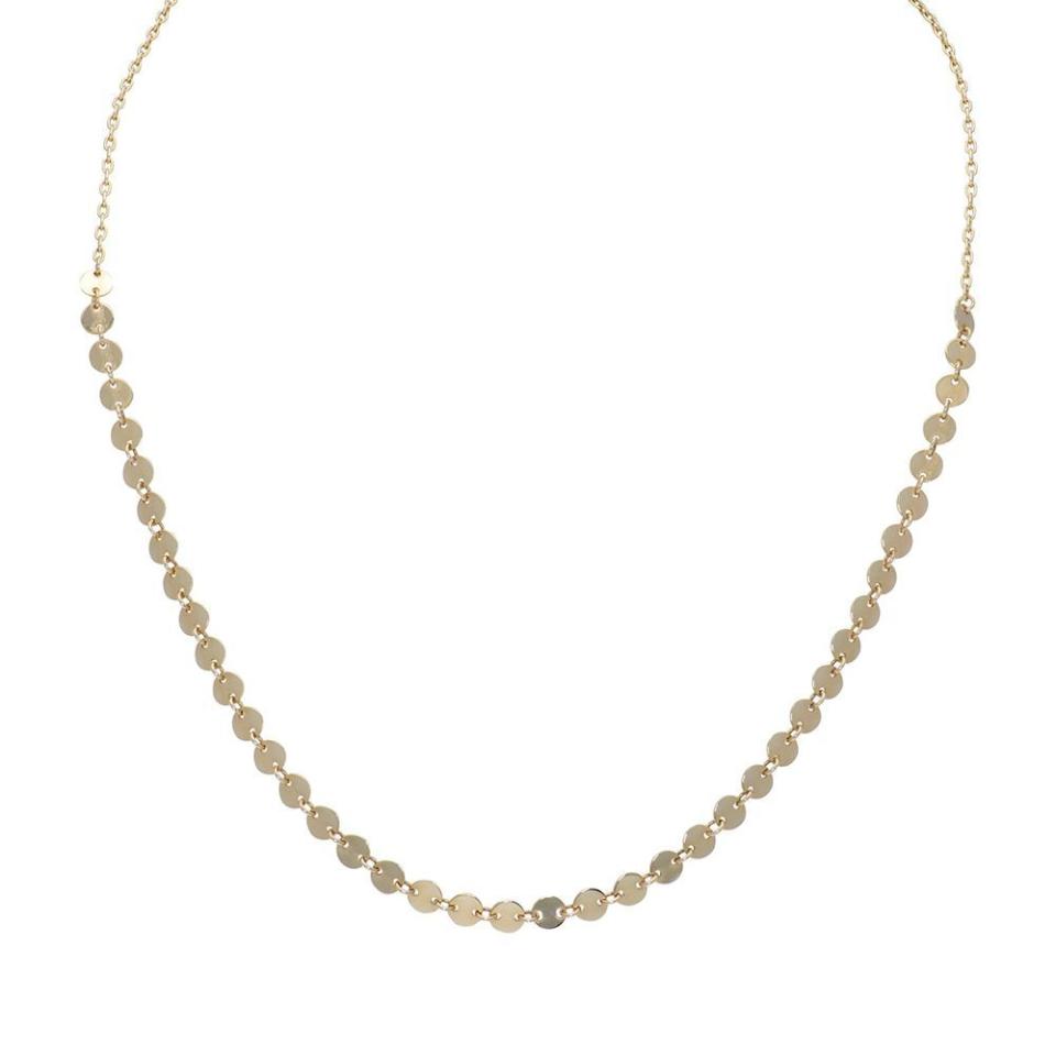 <p><strong>Ali Weiss Jewelry</strong></p><p>aliweissjewelry.com</p><p><strong>$950.00</strong></p><p><a href="https://aliweissjewelry.com/products/gold-oval-choker-chain?variant=39456863780939" rel="nofollow noopener" target="_blank" data-ylk="slk:Shop Now;elm:context_link;itc:0;sec:content-canvas" class="link ">Shop Now</a></p><p>This disc choker chain catches light at any and every angle, ensuring you’ll be glittering like a disco ball all day (and night) long.</p>