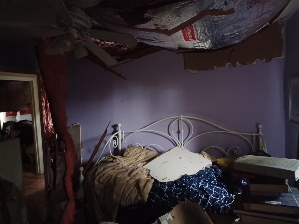 Thanks to a NWS texted tornado warning, the Martin family was sheltering in the central hallway when a pine crashed through all three bedrooms in the Indianhead-Lehigh neighborhood on Friday, May 10, 2024.