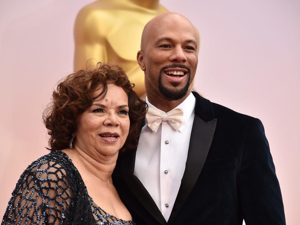 Common and his mother, Mahalia Hines at the Oscars in 2015.