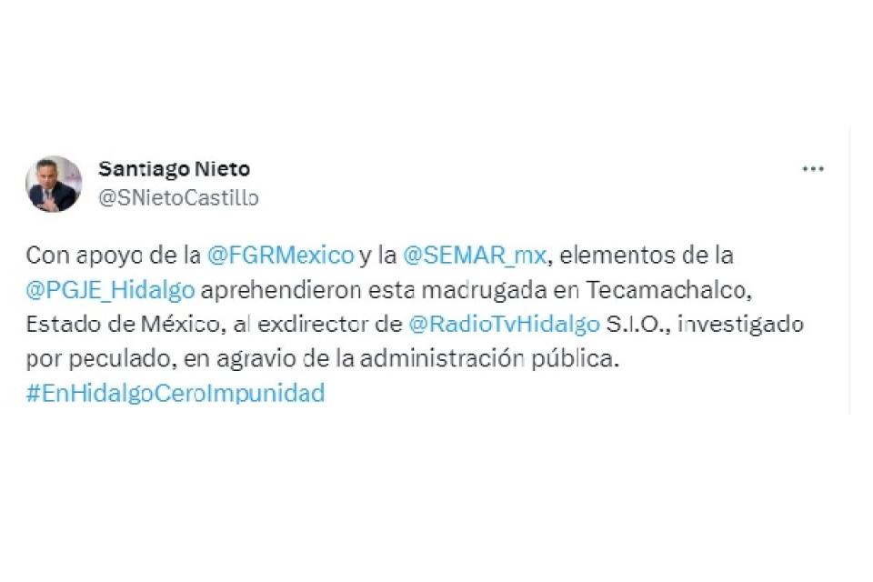 Detienen al exdirector de radio y tv de hidalgo