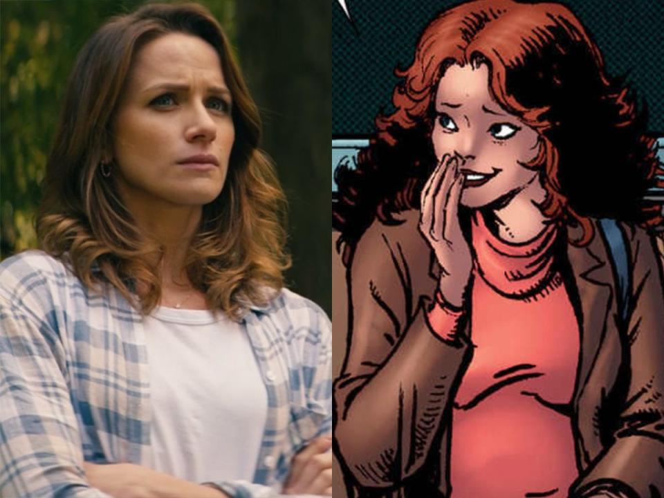 On the left: Shantel VanSanten as Becca Butcher in season two of "The Boys." On the right: Becky Butcher in the comics.