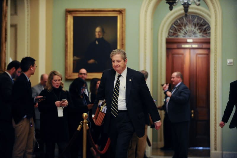 U.S. Senator John Neely Kennedy (R-LA) walks to the Senate floor for the start of the Senate impeachment trial of U.S. President Donald Trump in Washington