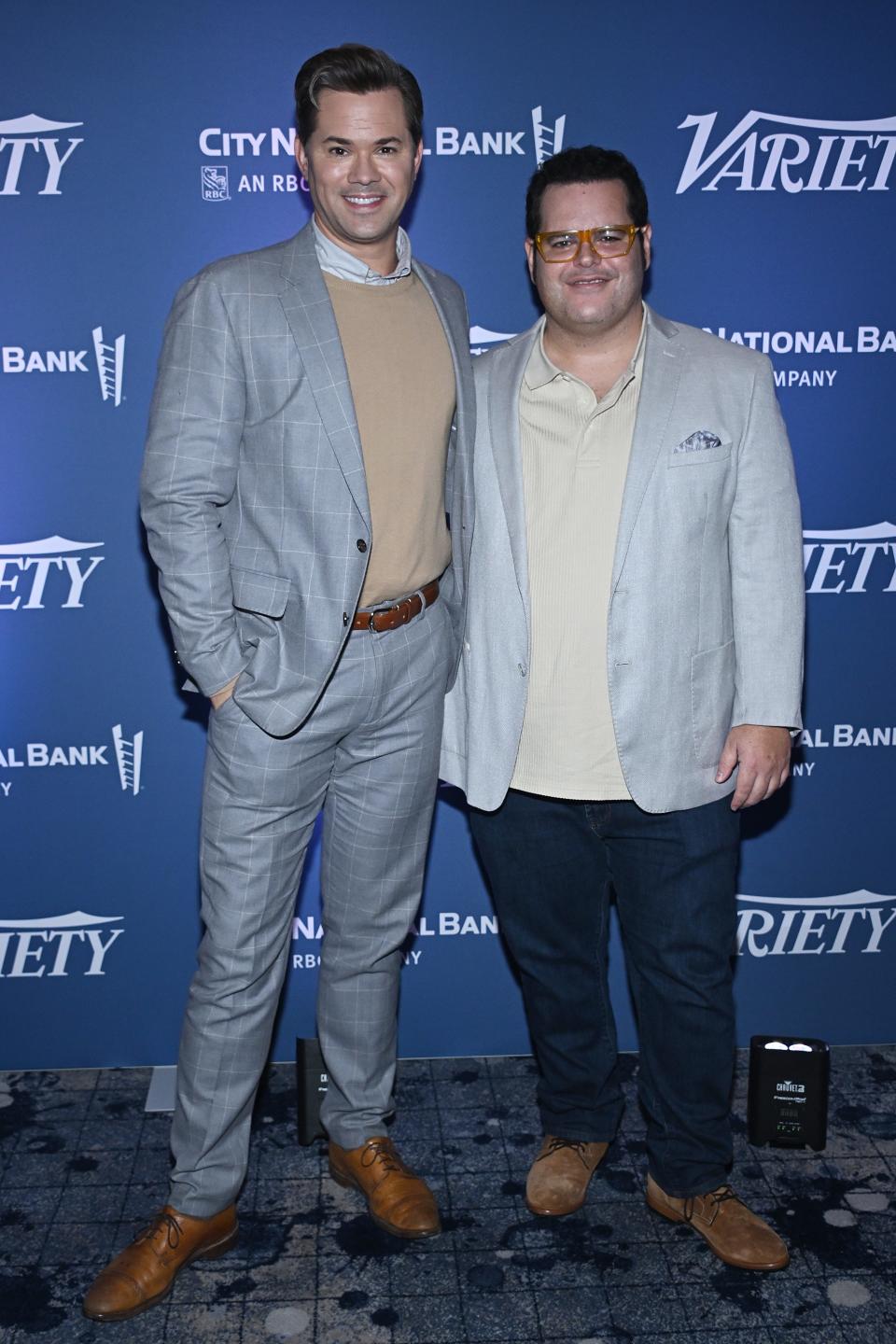 Andrew Rannells, left, and Josh Gad at Variety's Business of Broadway Breakfast in New York earlier this month.