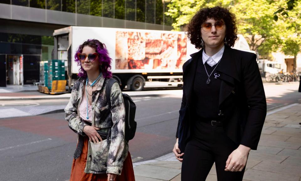 <span>Phoebe Plummer (left) and Chiara Sarti outside Southwark crown court in London.</span><span>Photograph: Hesther Ng/Story Picture Agency</span>