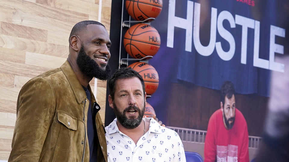 LeBron James and Adam Sandler at the world premiere of “Hustle” - Credit: AP Images