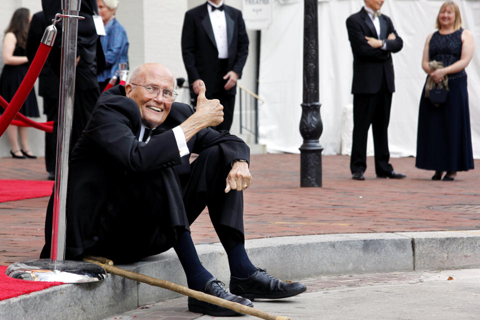 Dingell rests a moment while he waits for his wife, Debbie Dingell, at the Ford's Theatre Annual Gala on June 5, 2011.