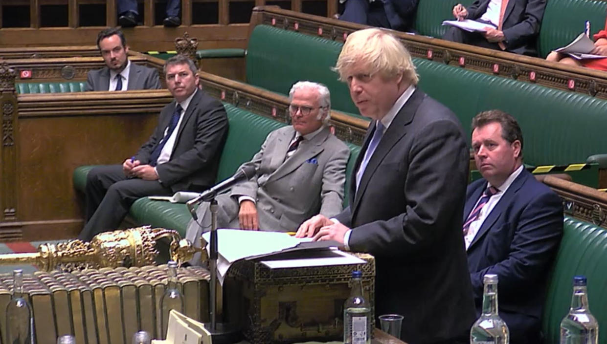 Prime Minister Boris Johnson giving a statement in the House of Commons, London, on the reduction of further lockdown measures.