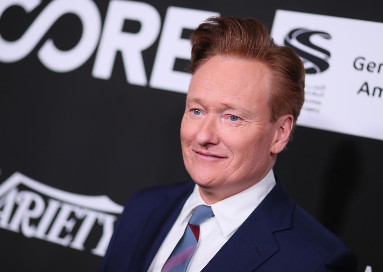 US television host Conan O'Brien arrives for the 10th Anniversary CORE (Community Organized Relief Effort) Gala at the Wiltern theatre in Los Angeles on January 15, 2020. - CORE (formerly known as J/P HRO) is marking the 10th anniversary of both the devastating 2010 Haitian earthquake and the subsequent founding of this organization by Sean Penn. (Photo by Jean-Baptiste LACROIX / AFP) (Photo by JEAN-BAPTISTE LACROIX/AFP via Getty Images)