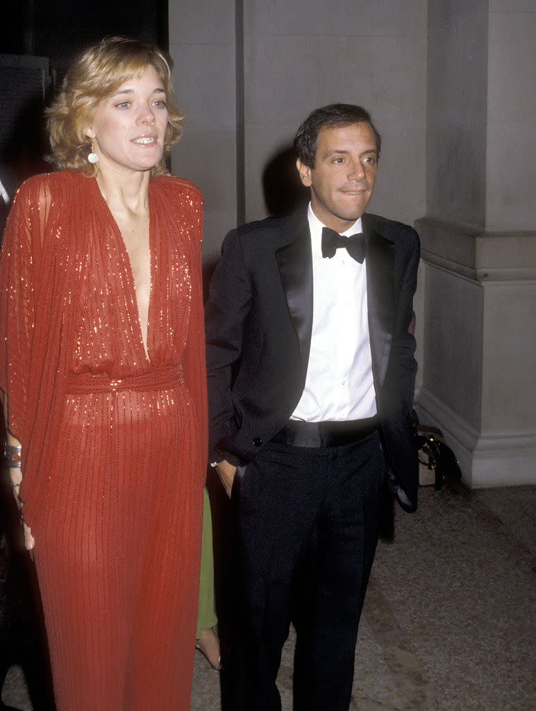 Berry Berenson and Studio 54 owner Steve Rubell attend The Metropolitan Museum of Art's Costume Institute Gala Exhibition of "Fashion of the Hapsburg Era" on December 3, 1979 at The Metropolitan Museum of Art in New York City.