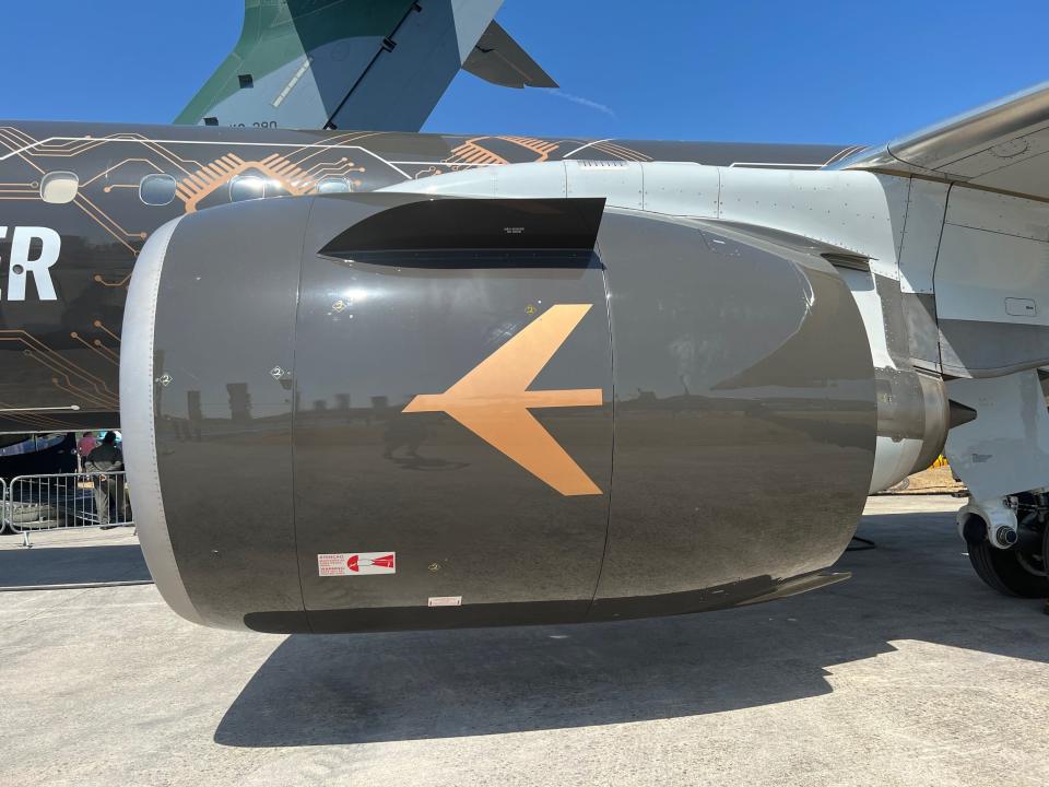 Embraer E195-E2 at the Farnborough International Airshow.