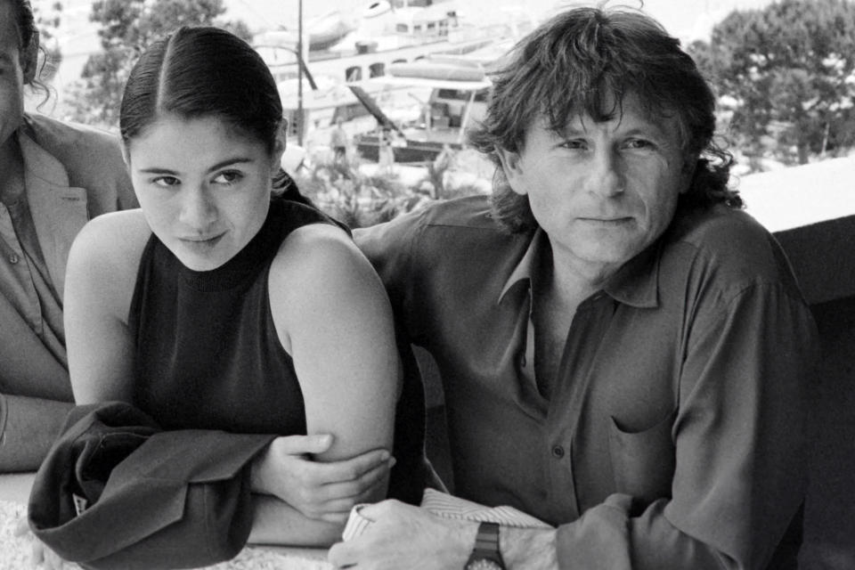 Charlotte Lewis et Roman Polanski le 8 mai 1986 pour la présentation de « Pirates » au festival de Cannes.