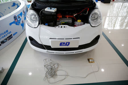 A Chery EQ electric car is displayed at a electric car dealership in Shanghai, China, January 11, 2017. REUTERS/Aly Song